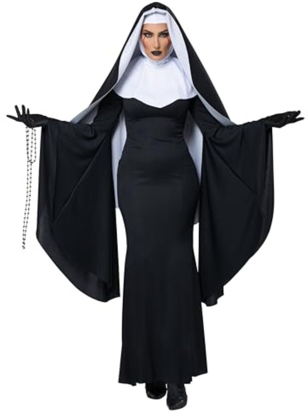 Women's Bad Habit Costume Dress Veil Hood Capelet Halloween - Picture 2 of 6